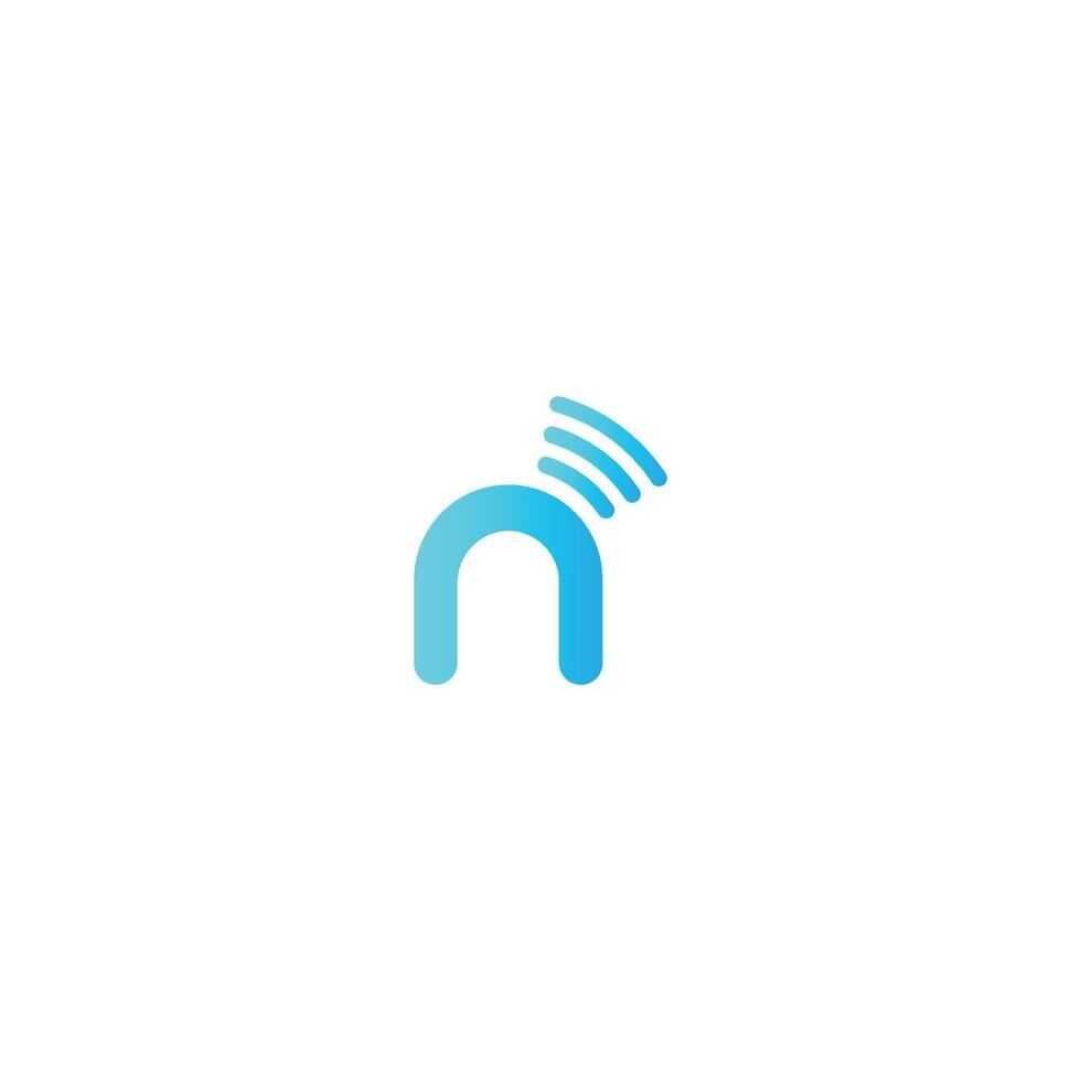 lettera n, logo di connessione wireless vettore