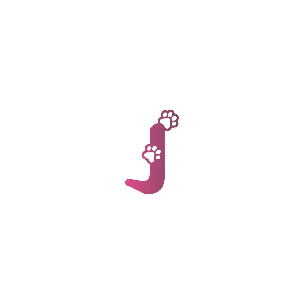 lettera j logo design cane impronte concetto vettore