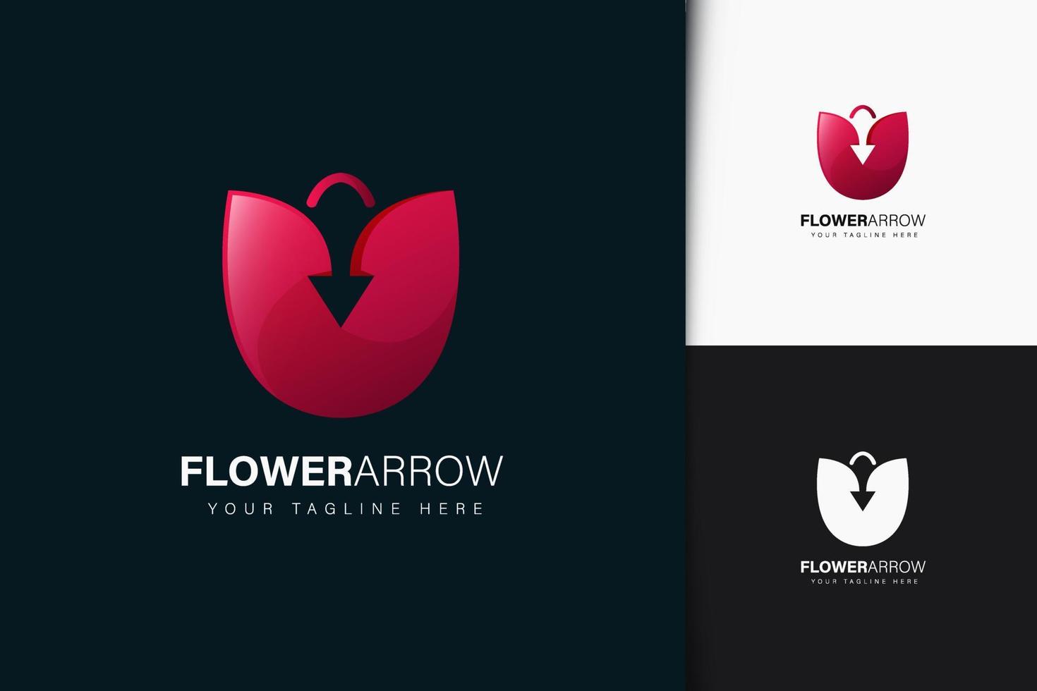 design del logo della freccia del fiore con sfumatura vettore