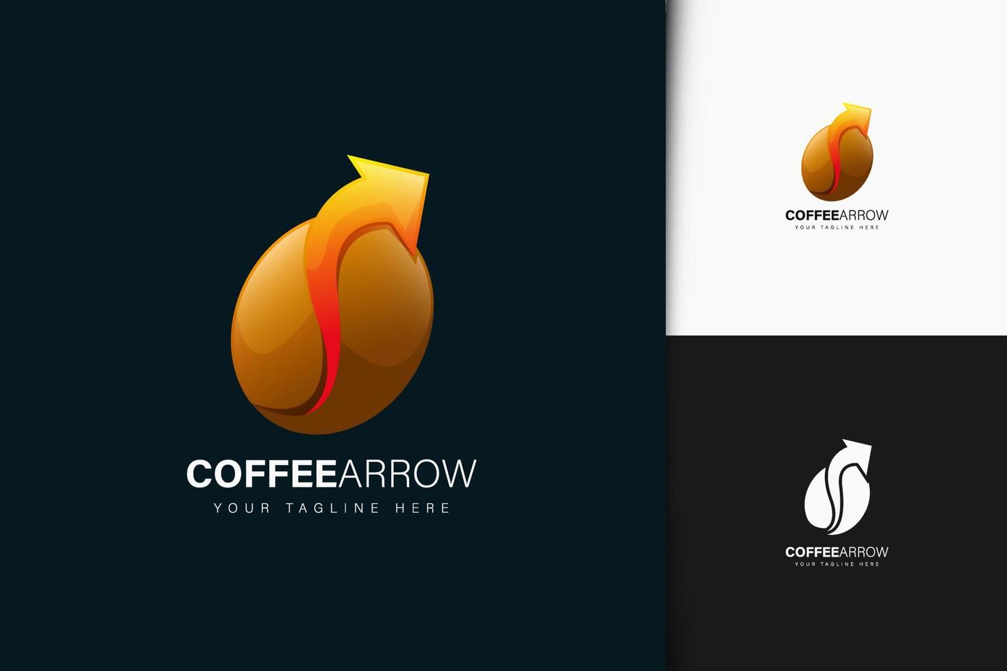 design del logo della freccia del caffè con sfumatura vettore
