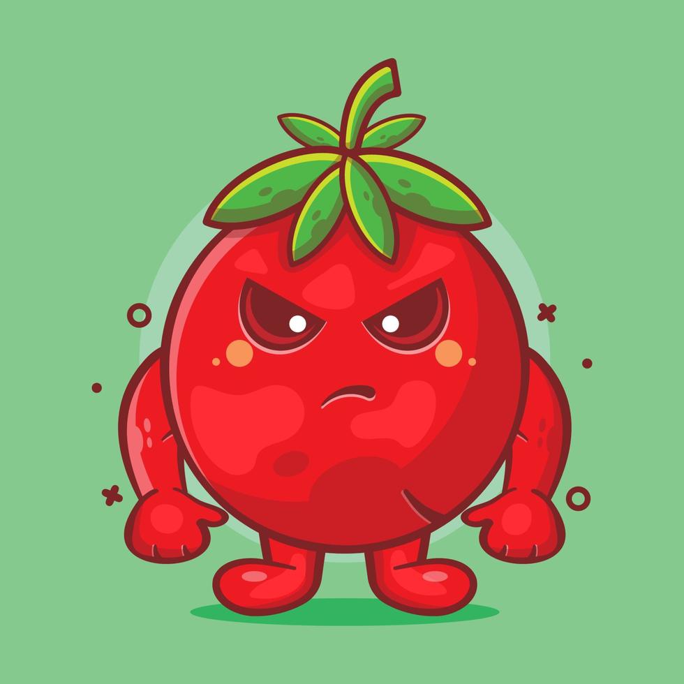 cartone animato isolato mascotte del personaggio della frutta di pomodoro in un design piatto. grande risorsa per icona, simbolo, logo, adesivo, banner. vettore