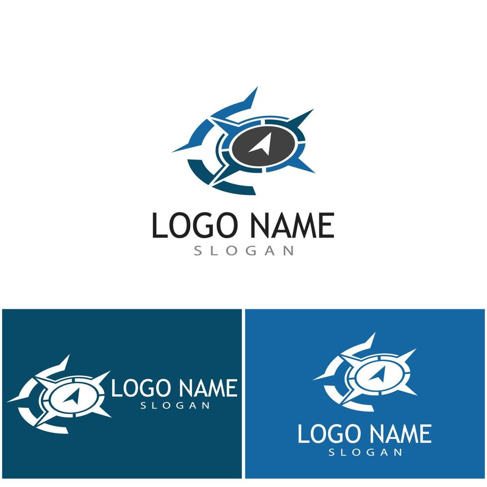 icona della bussola illustrazione vettoriale logo design template