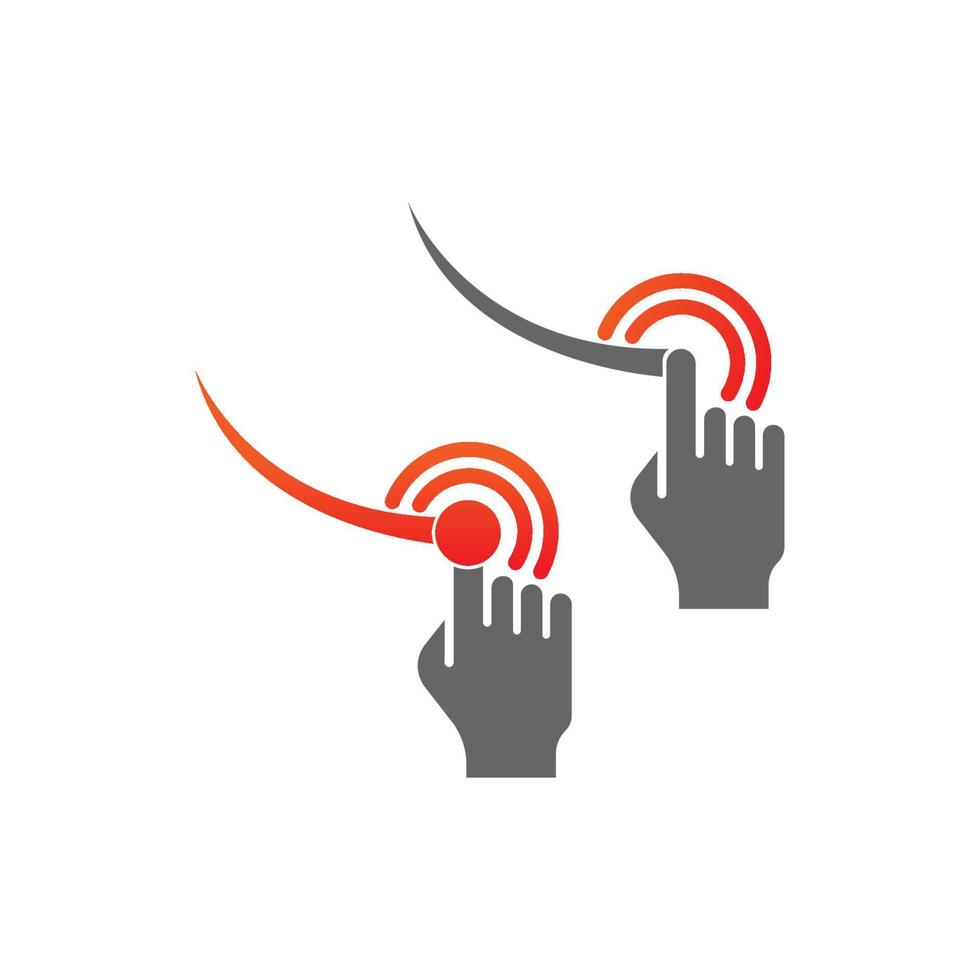 vettore di disegno dell'icona del logo della tecnologia touch della mano digitale