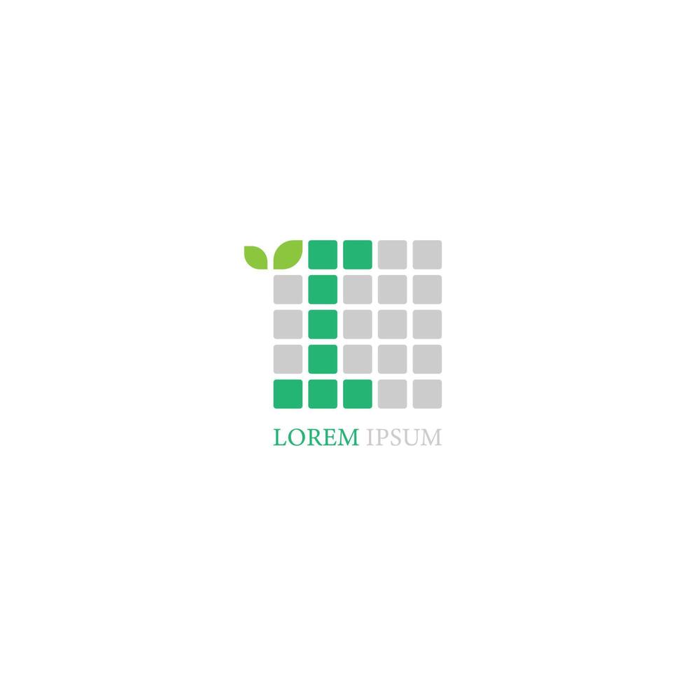 icona del logo della lettera i con foglie sul design dei quadrati vettore