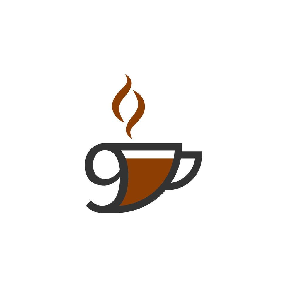 tazza di caffè icona design numero 9 logo concept vettore