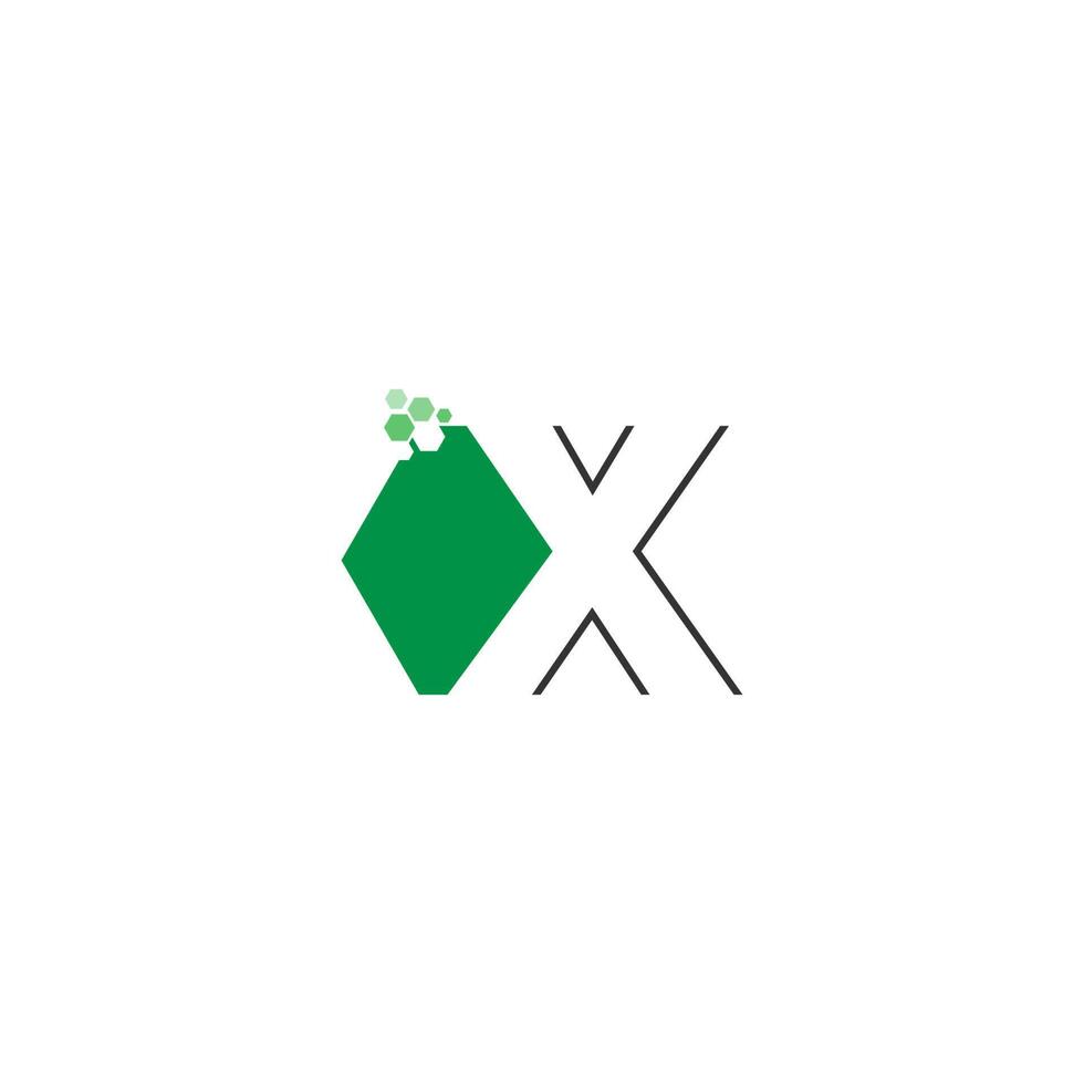 lettera x sul disegno dell'icona esagonale vettore