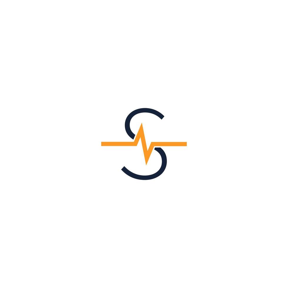 logo dell'icona della lettera s combinato con il design dell'icona a impulsi vettore