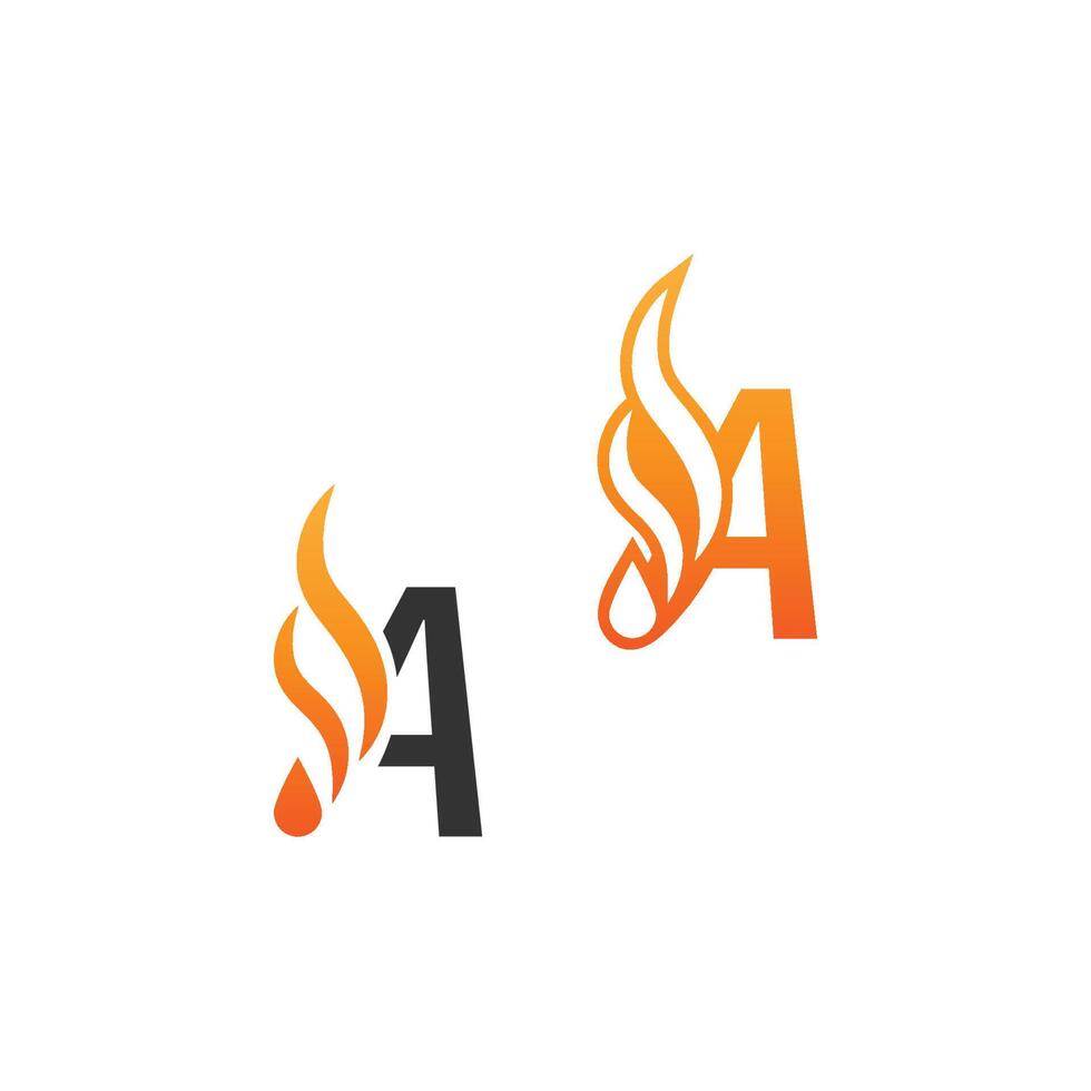 lettera a e onde di fuoco, logo icona concept design vettore