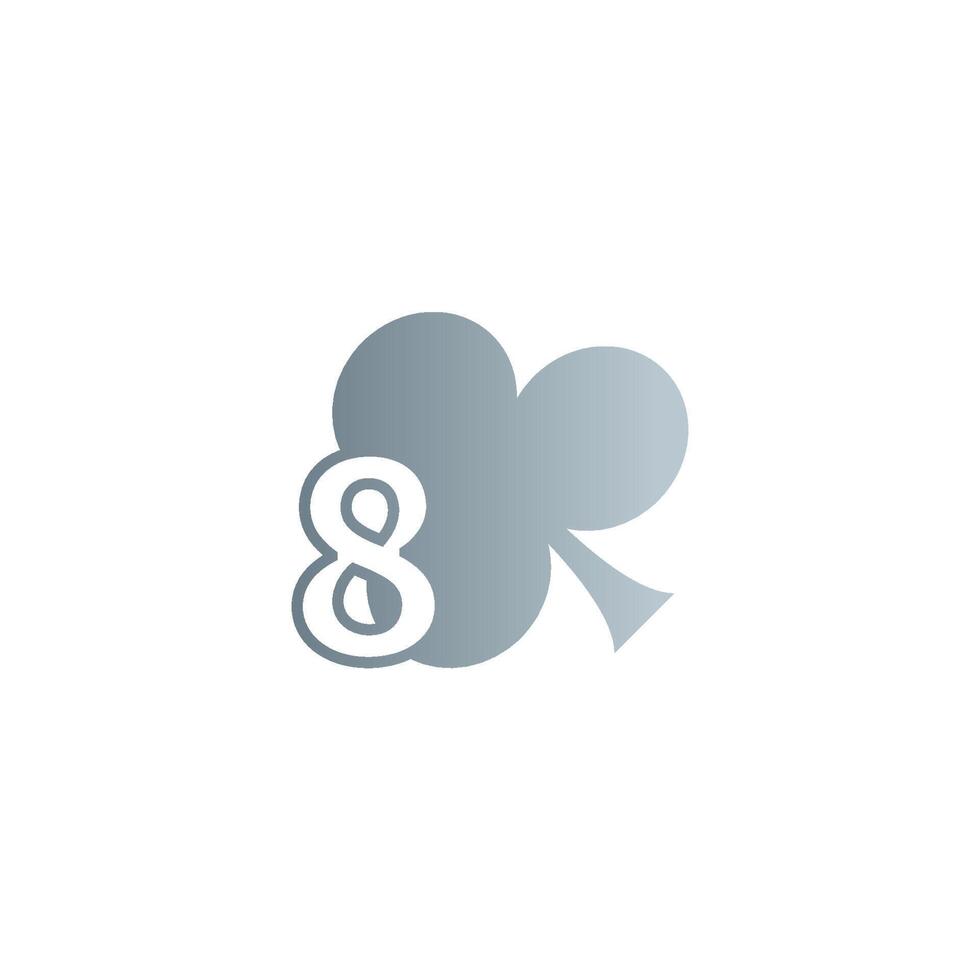 logo numero 8 combinato con il design dell'icona del trifoglio vettore