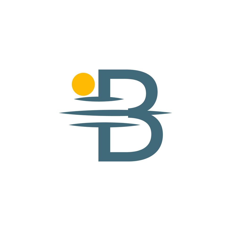 logo icona lettera b con disegno dell'icona del tramonto vettore