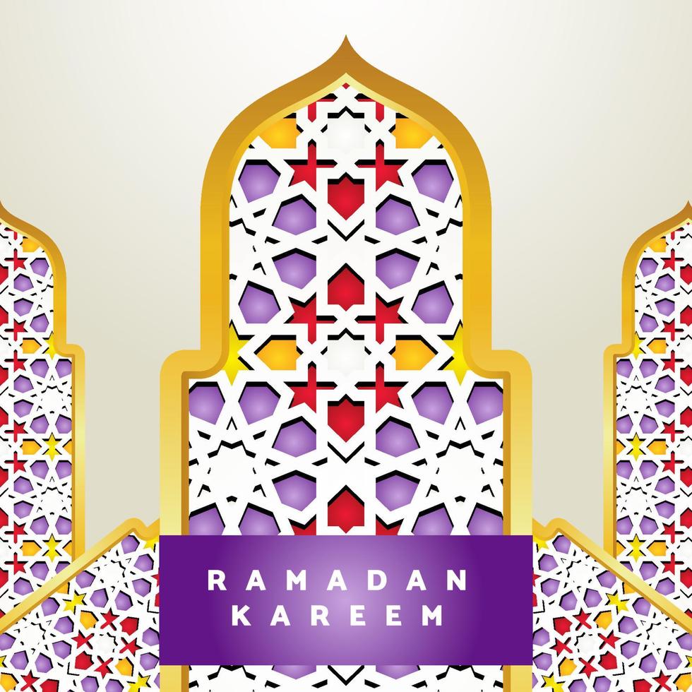 elegante modello di sfondo ramadan kareem con mosaico colorato ornamentale vettore