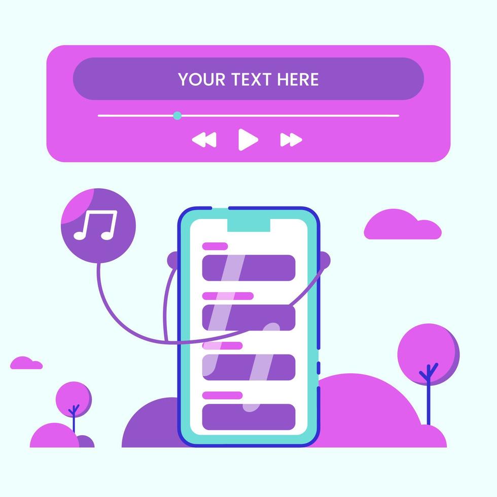 telefono e musica nell'illustrazione del parco vettore