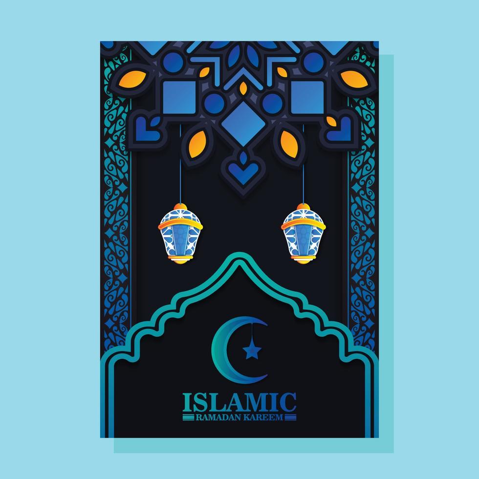 poster islamico colorato ramadan kareem vettore