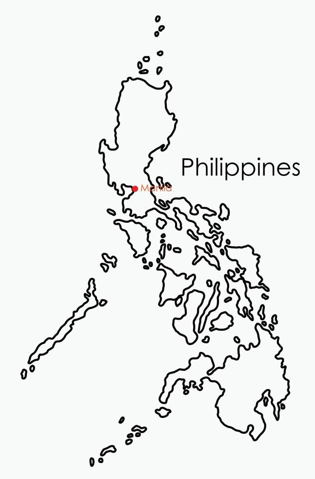 doodle mappa di disegno a mano libera delle filippine. vettore