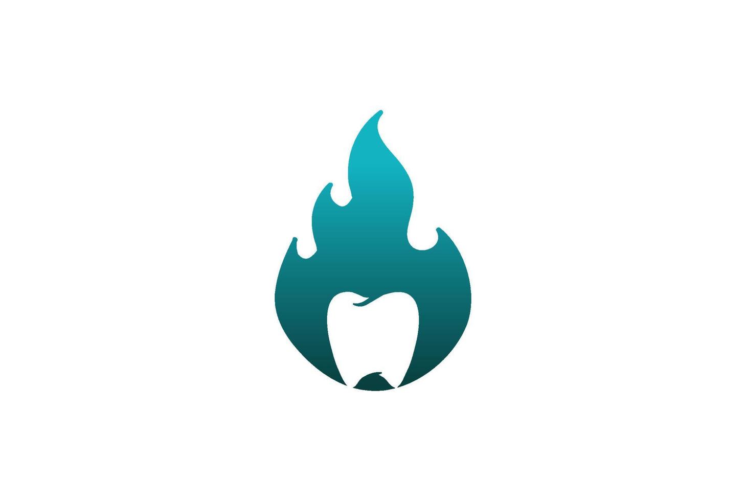 dente moderno della fiamma del fuoco per il vettore di progettazione del logo del dentista o del dentista