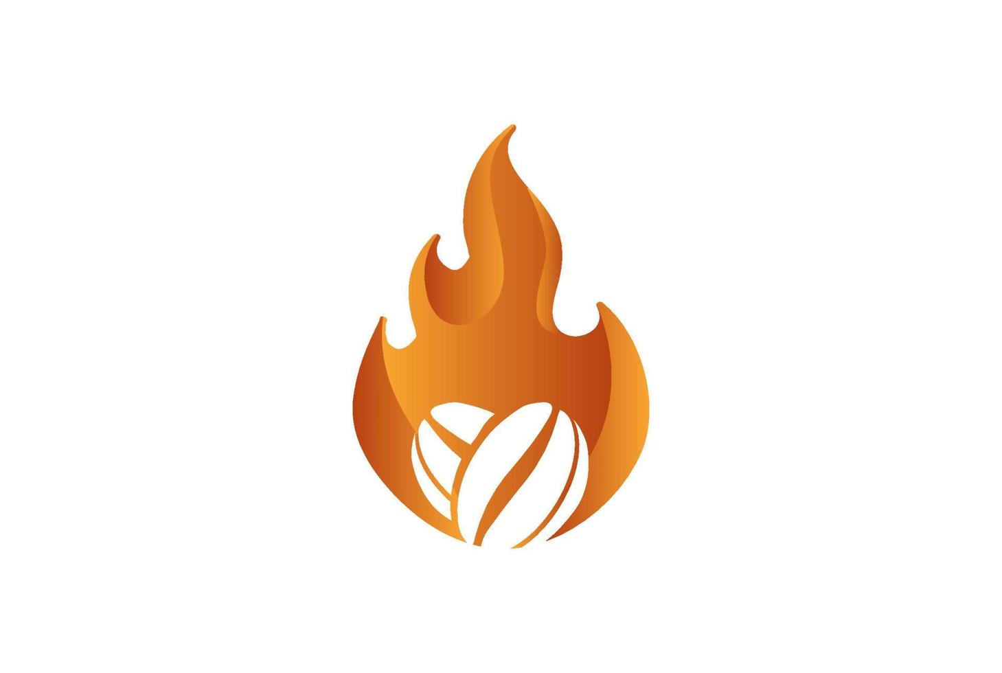 fiamma di fuoco moderna con chicco di caffè per il vettore di design del logo dell'etichetta del prodotto tostato