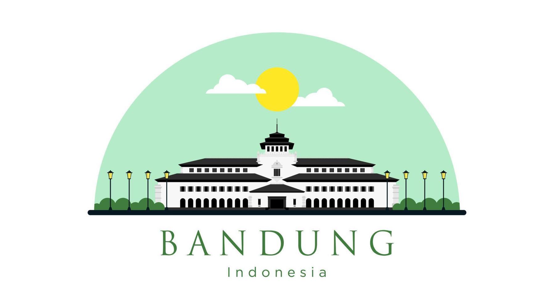 gedung sate illustrazione vettoriale in stile piatto l'icona di bandung, java occidentale, indonesia