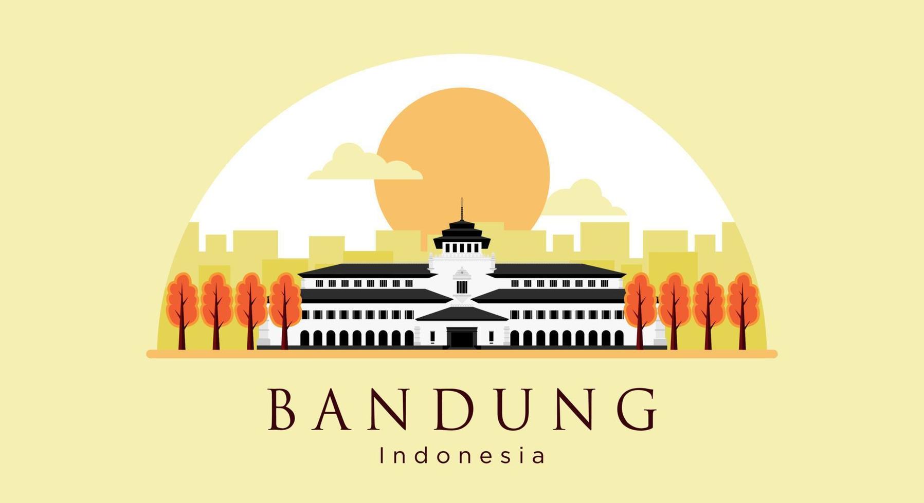 gedung sate illustrazione vettoriale in stile piatto l'icona di bandung, java occidentale, indonesia