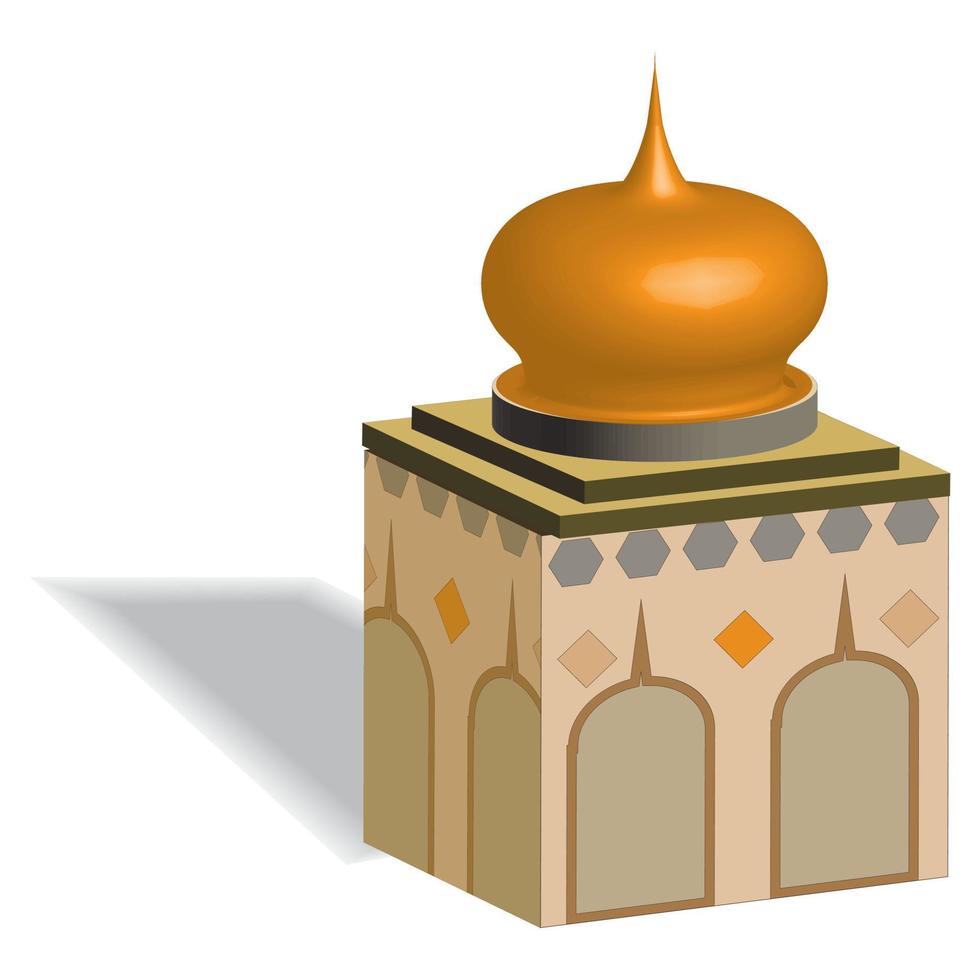 illustrazione isometrica della moschea vettore