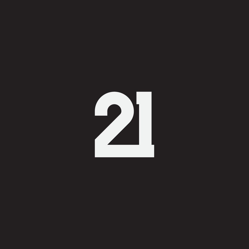 design del logo del monogramma numero 21. vettore