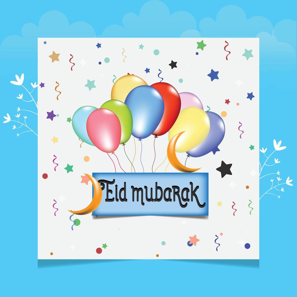 eid mubarak palloncini decorazione eid post sui social media vettore