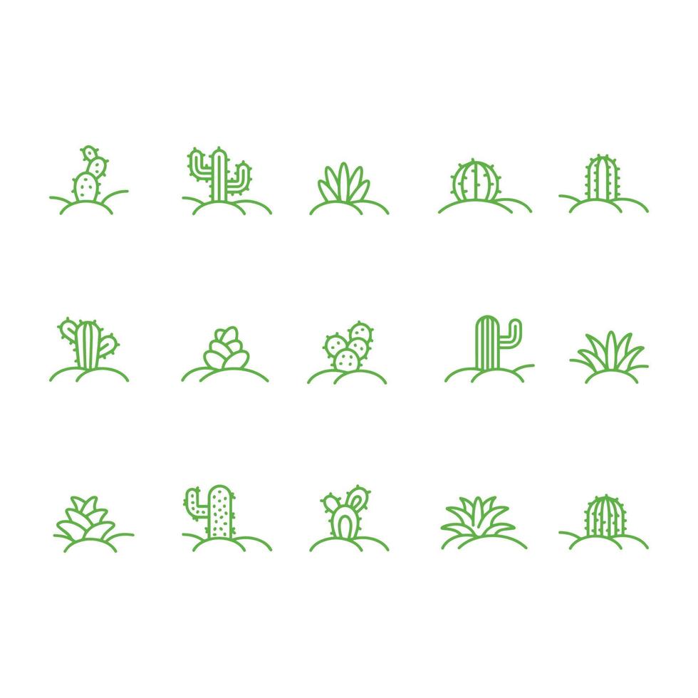 disegno vettoriale di icone di cactus verdi