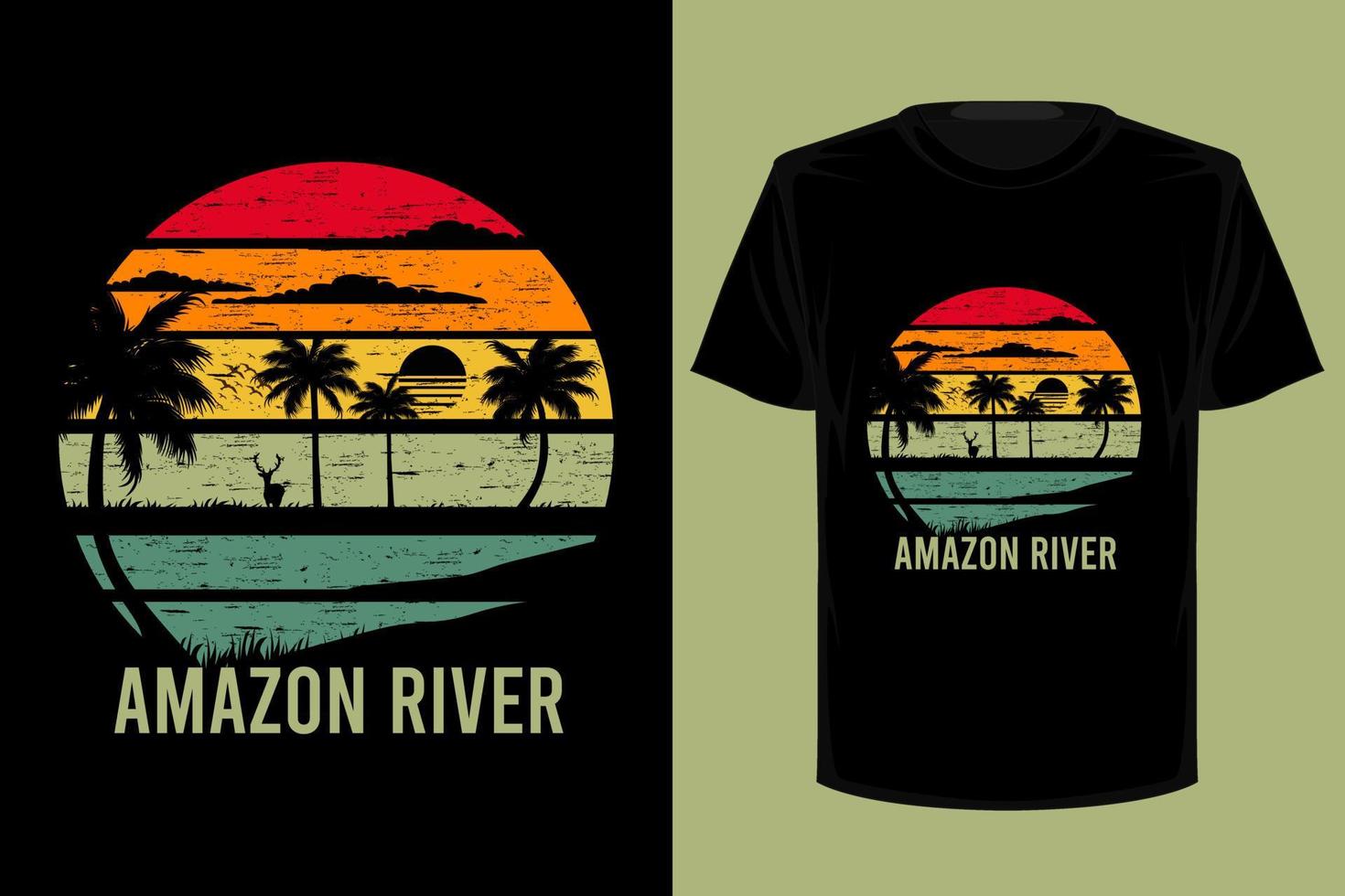 design della maglietta vintage retrò del fiume amazon vettore