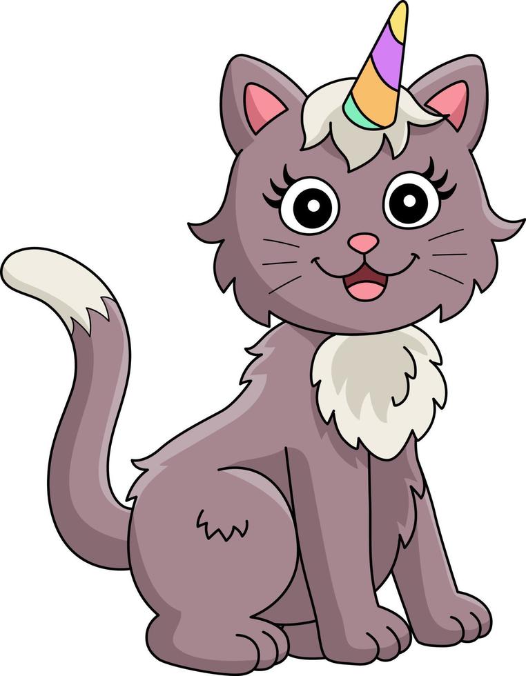 clipart colorate del fumetto dell'unicorno del gatto vettore