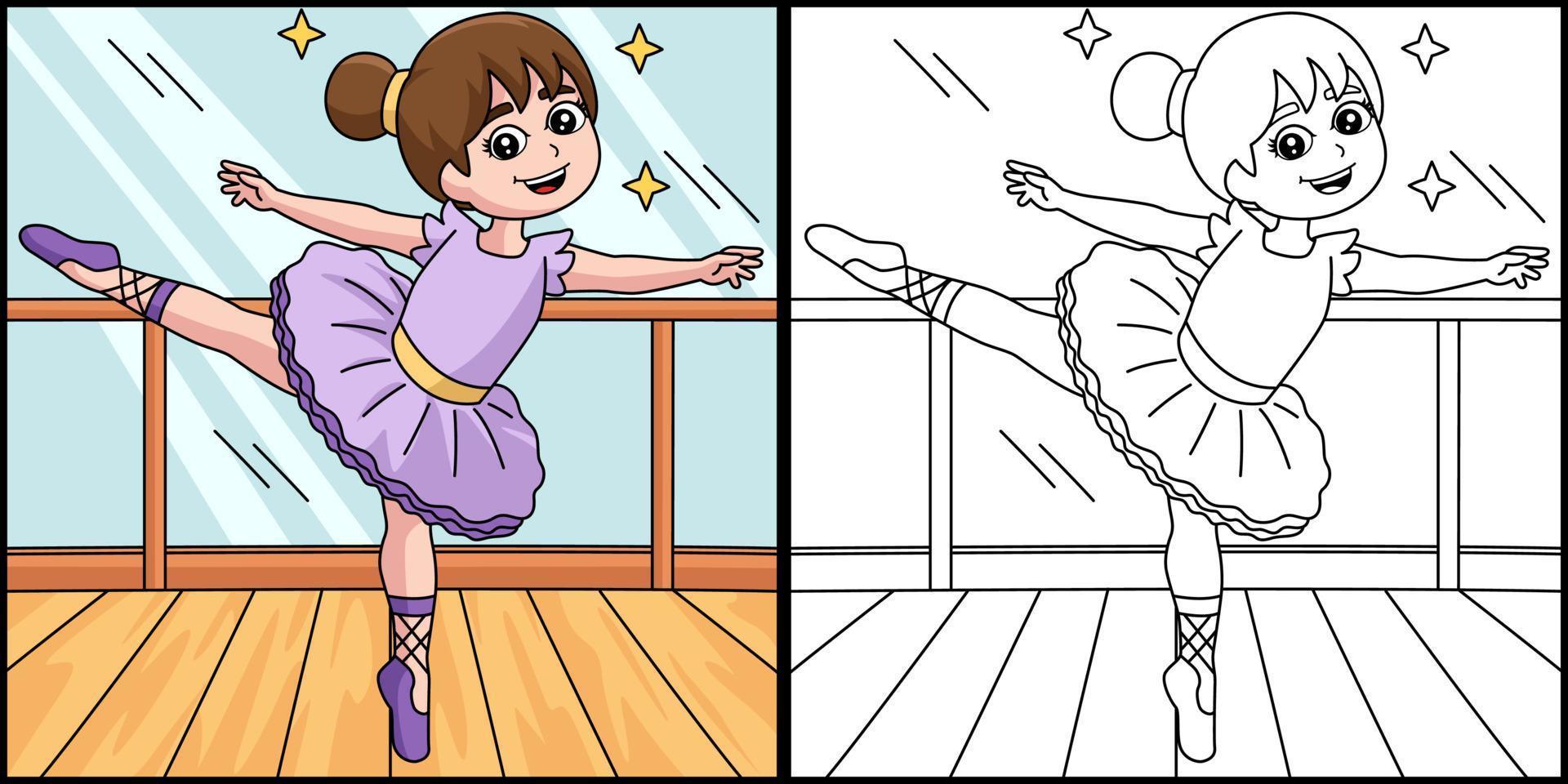 illustrazione di colorazione della ragazza della ballerina di ballo vettore