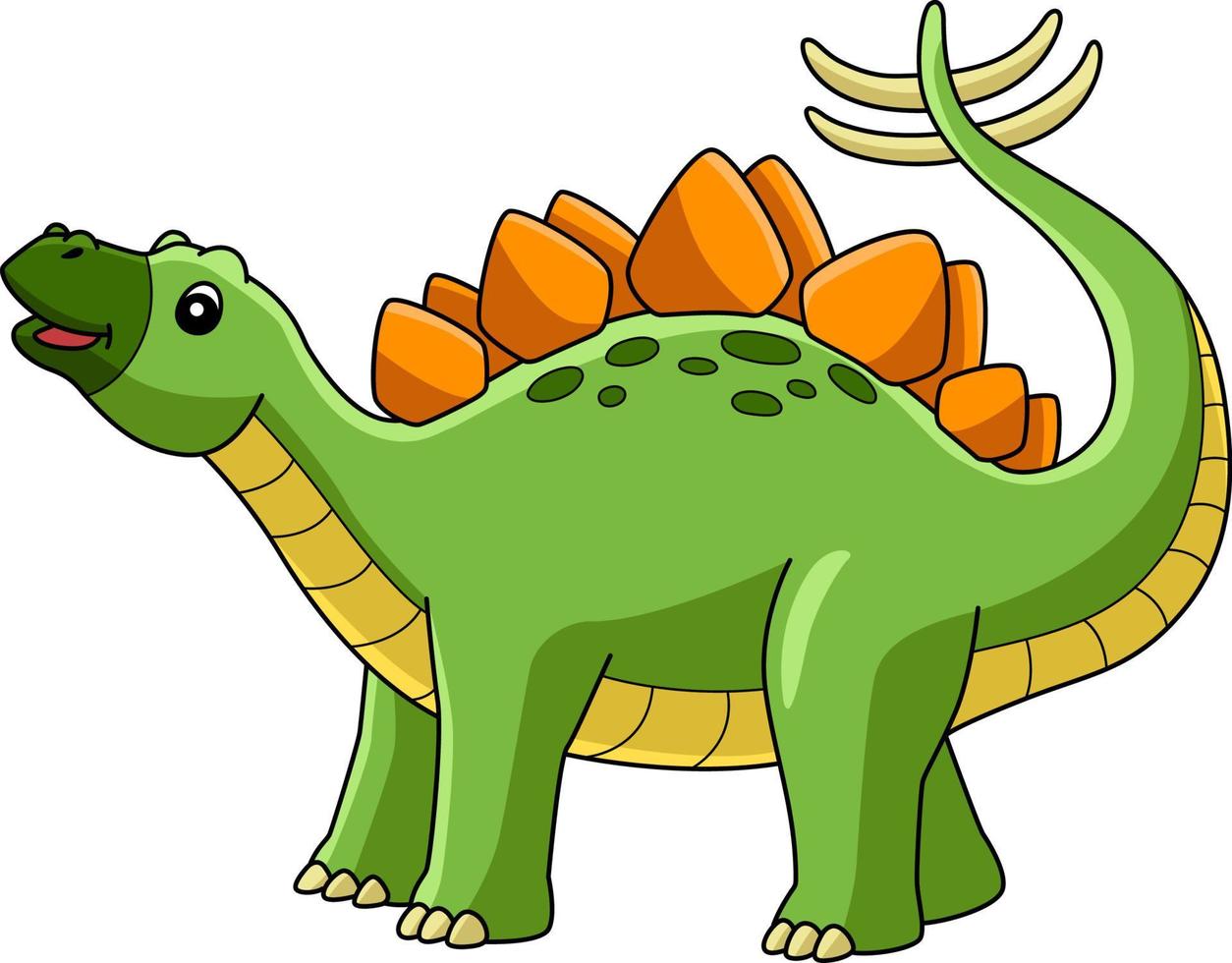 clipart colorate del fumetto del dinosauro dello stegosauro vettore