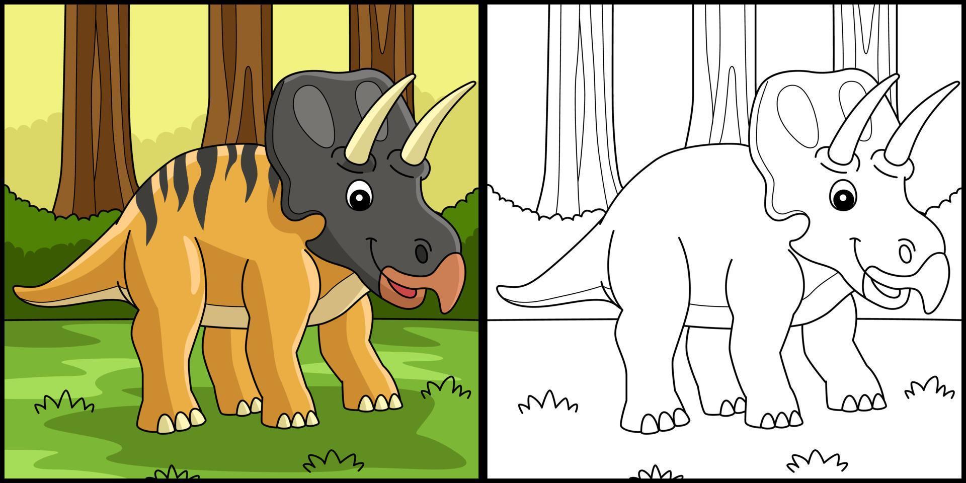 illustrazione della pagina di colorazione del dinosauro zuniceratops vettore