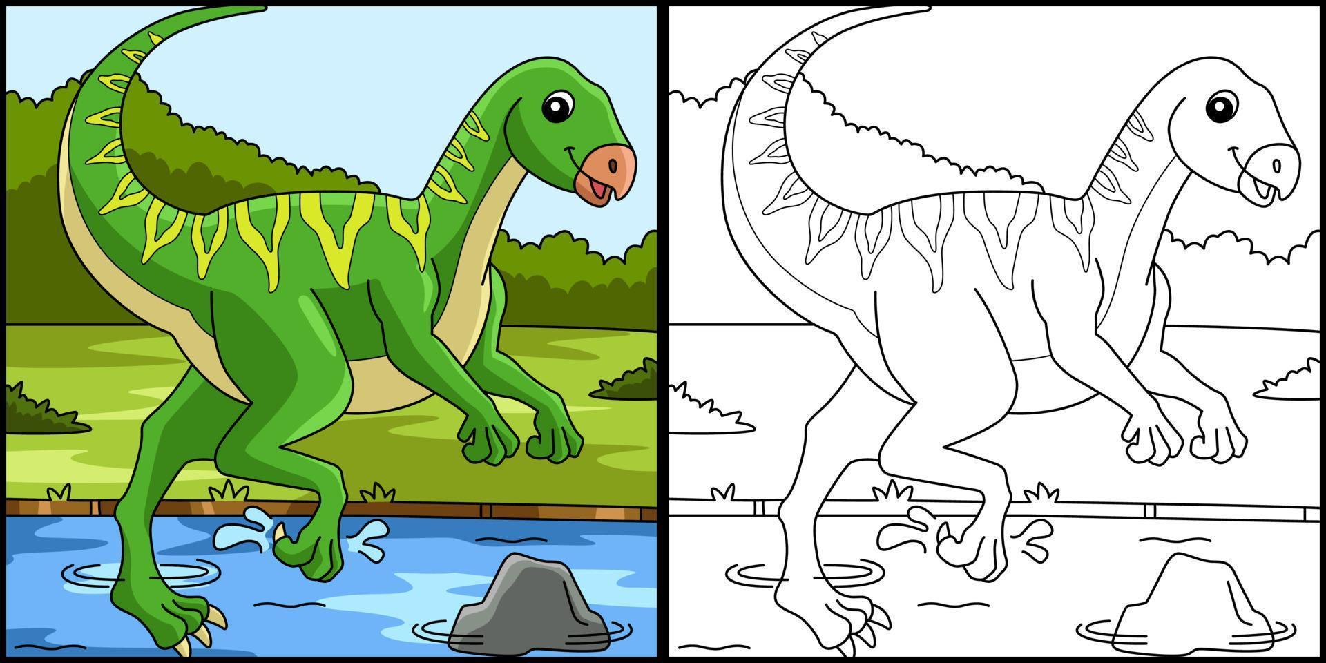 illustrazione della pagina di colorazione del dinosauro qantassaurus vettore