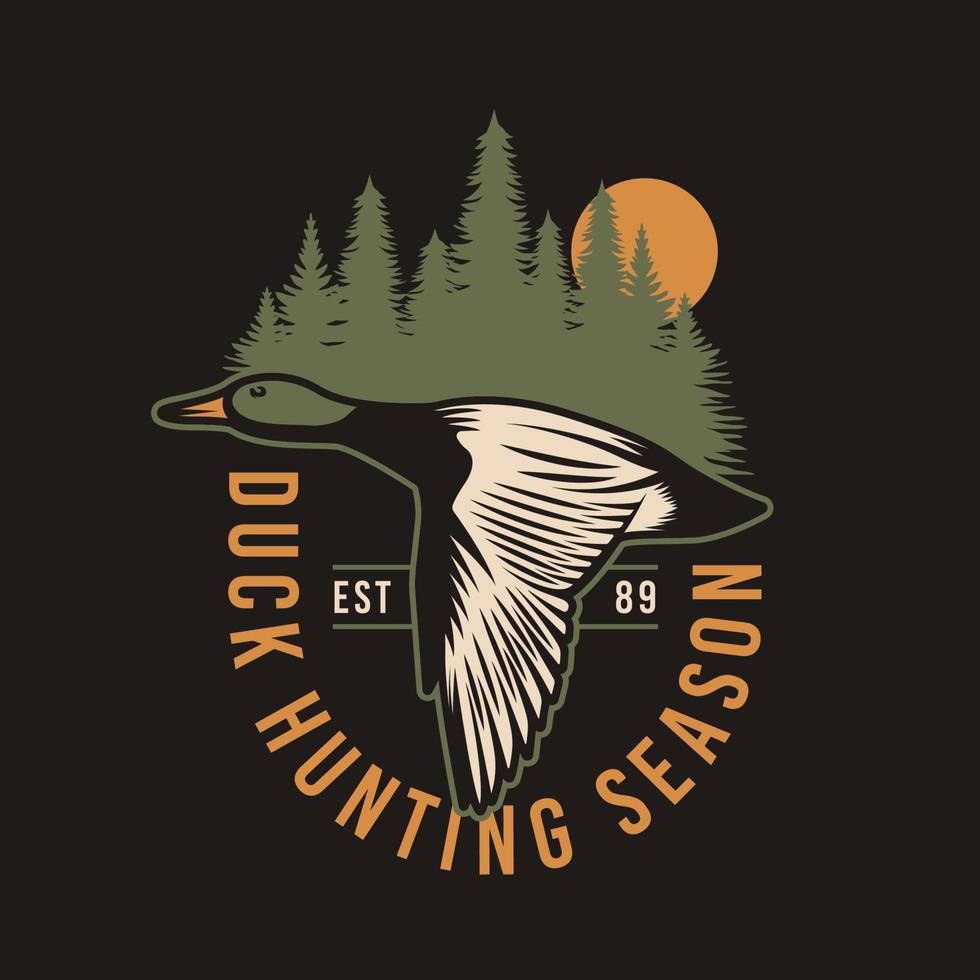 distintivo dell'emblema della caccia e dell'avventura vintage vettore