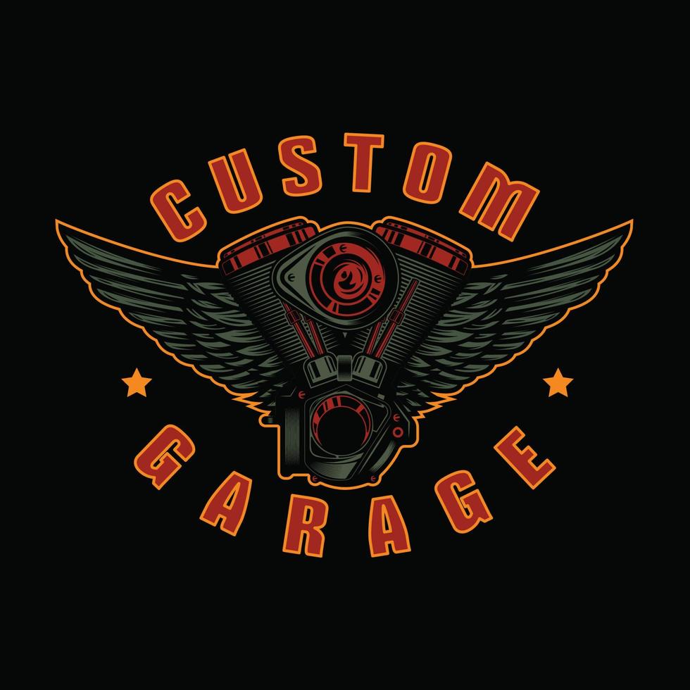 distintivo vintage moto custom vintage vettore