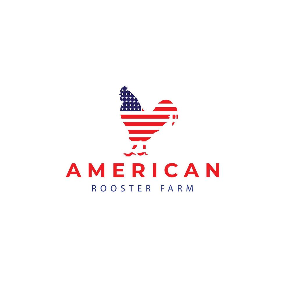 gallo animale con disegno dell'illustrazione del simbolo dell'icona del vettore del logo della bandiera americana