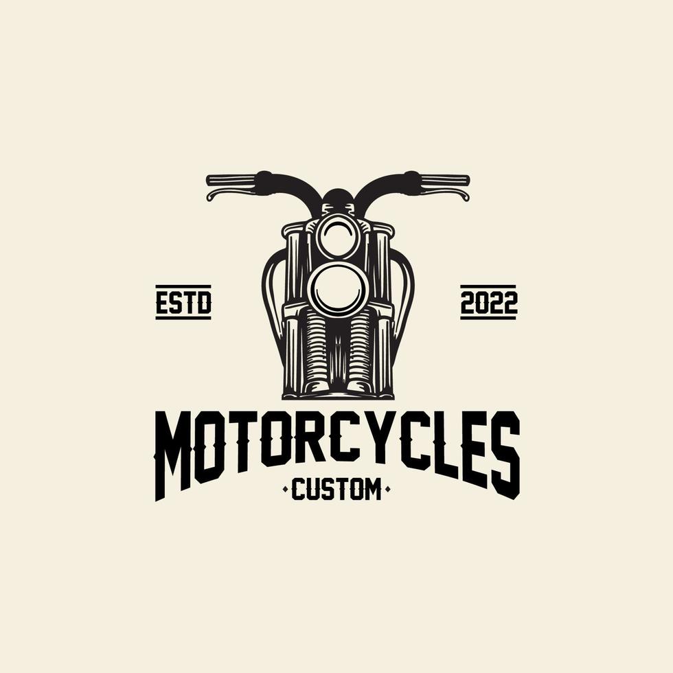 modello di progettazione dell'illustrazione del garage di vettore del logo della moto d'epoca