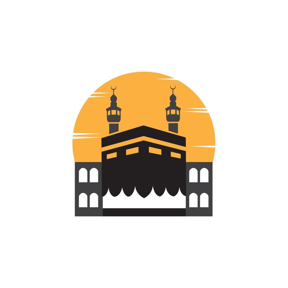 Kaaba in mecca per hajj e umrah logo design icona vettore illustrazione grafica idea creativa