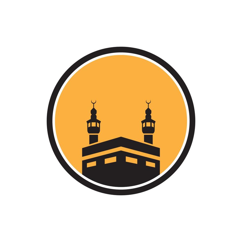 mecca travel logo kaaba islamica icona vettore simbolo illustrazione design