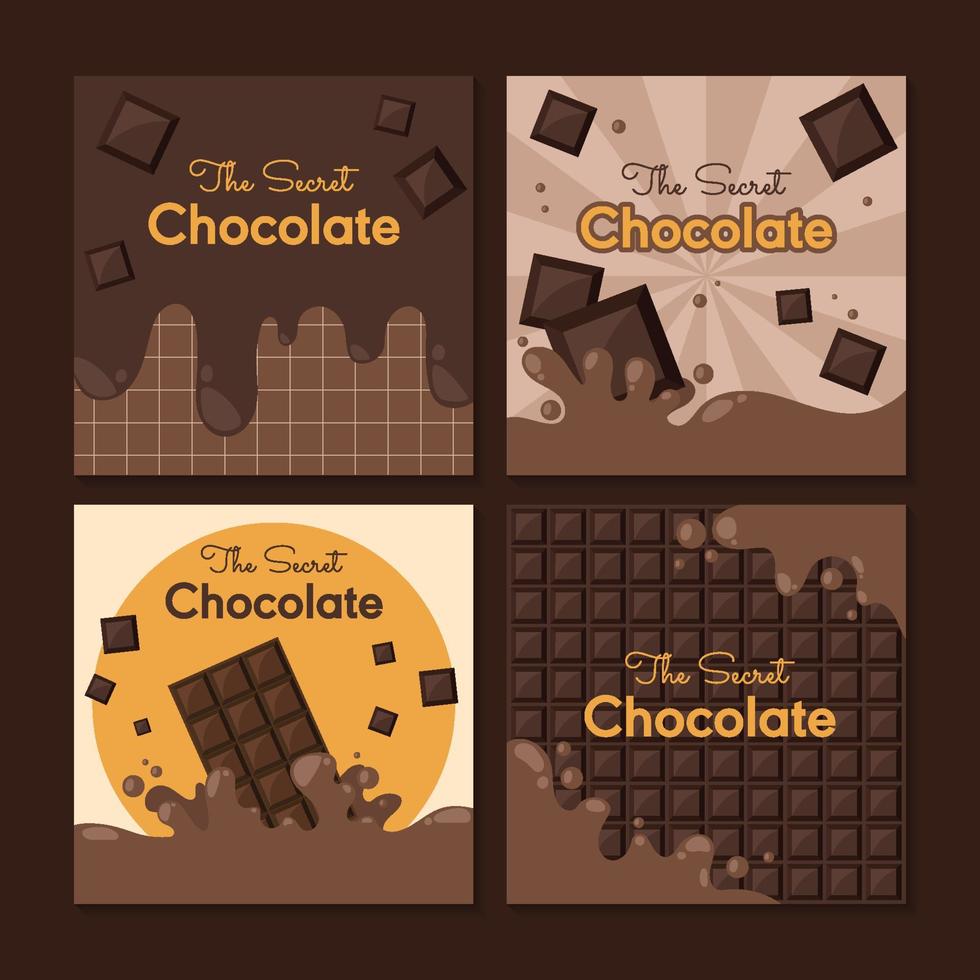 modello di social media con tema cioccolato vettore