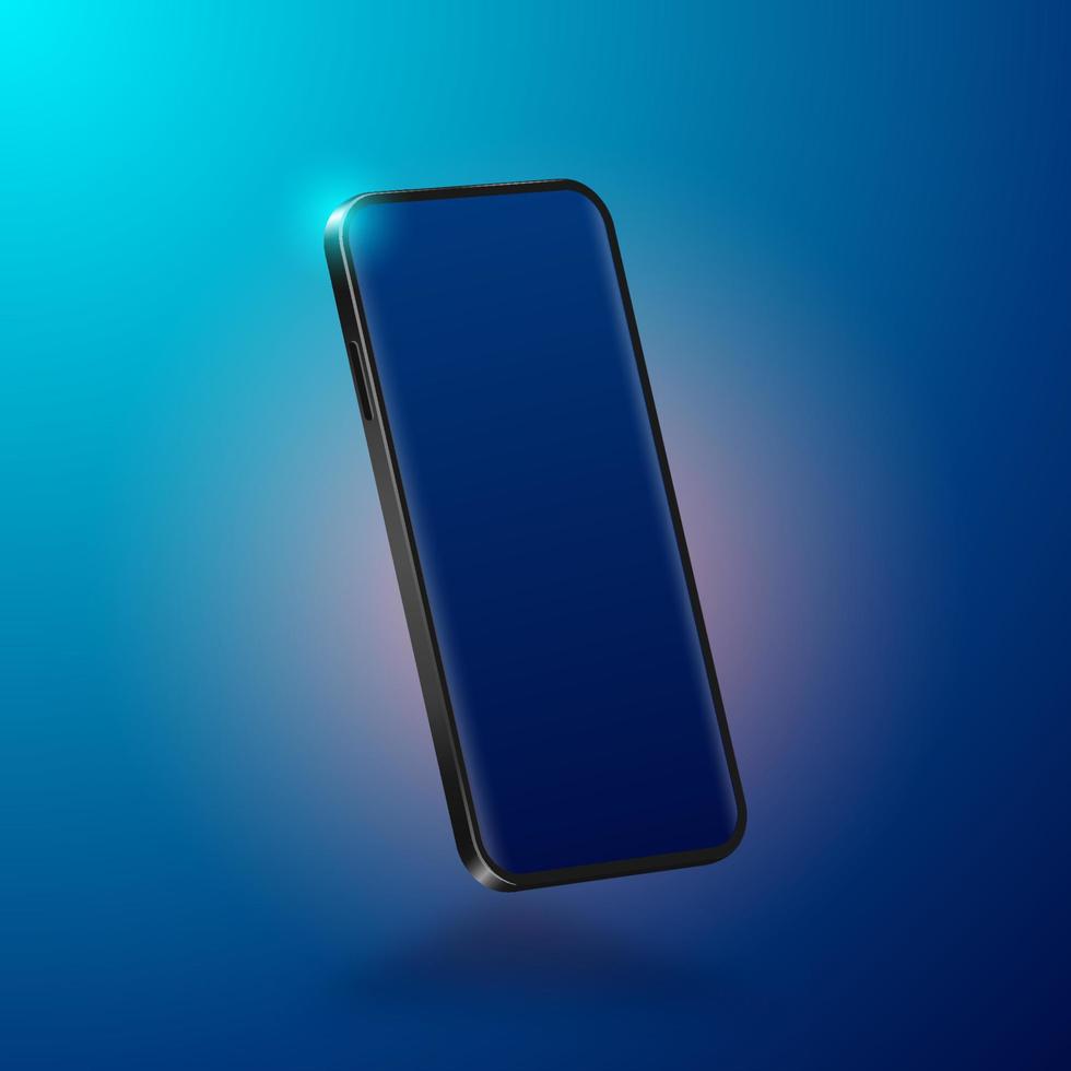 moderno smartphone nero. telefono cellulare realistico nell'illustrazione isometrica. illustrazione 3d vettoriale utilizzando il gradiente.