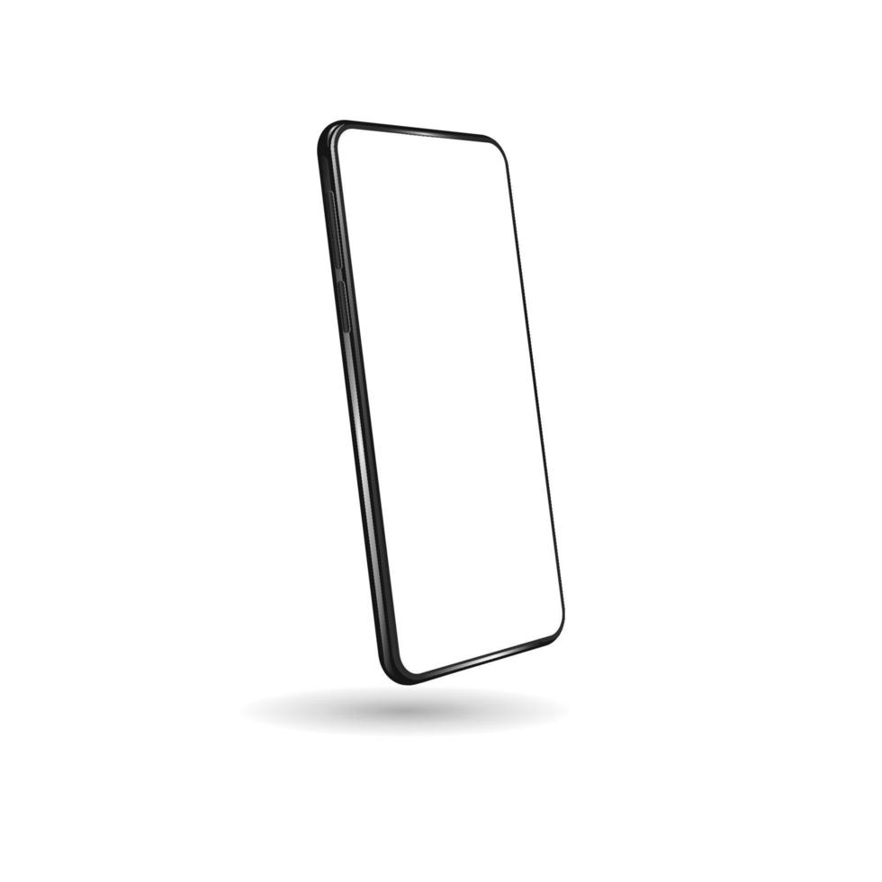 mockup di smartphone realistico in prospettiva con schermo vuoto su sfondo bianco. vettore