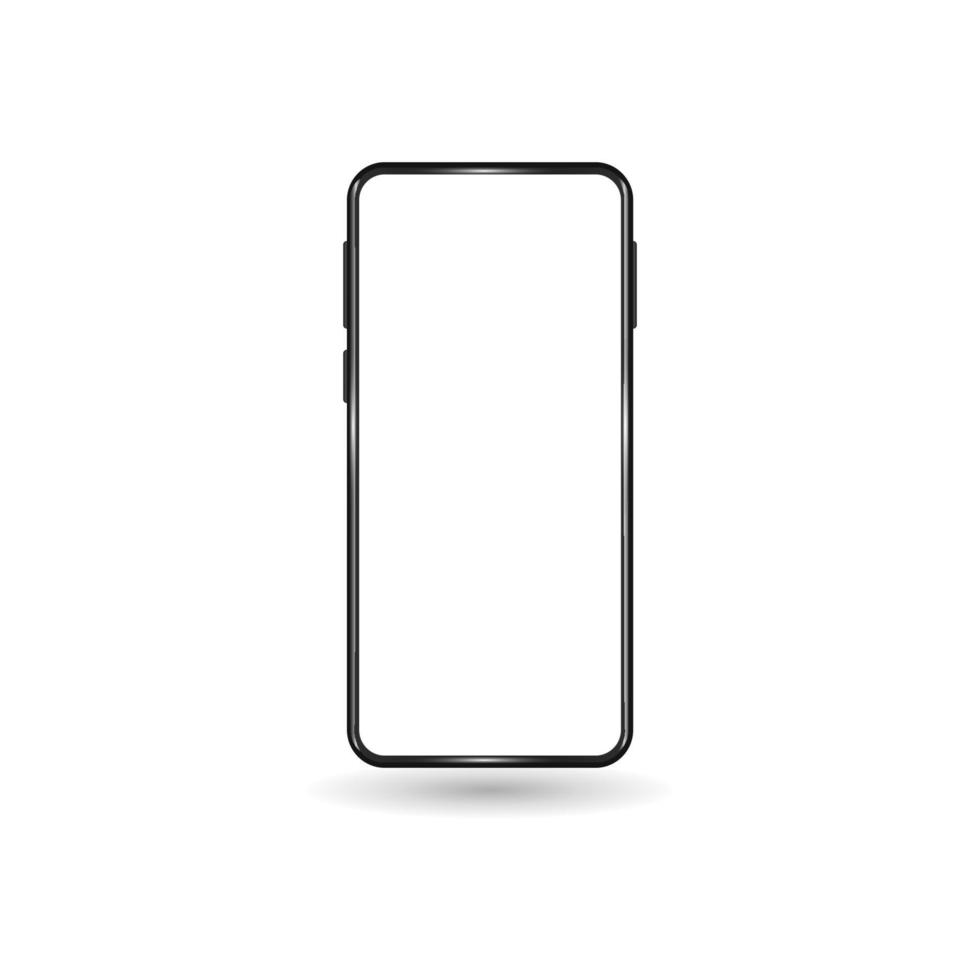schermo vuoto dello smartphone realistico, mockup del telefono isolato su sfondo bianco. modello per la presentazione dell'interfaccia utente di progettazione di infografica o interfaccia. vettore