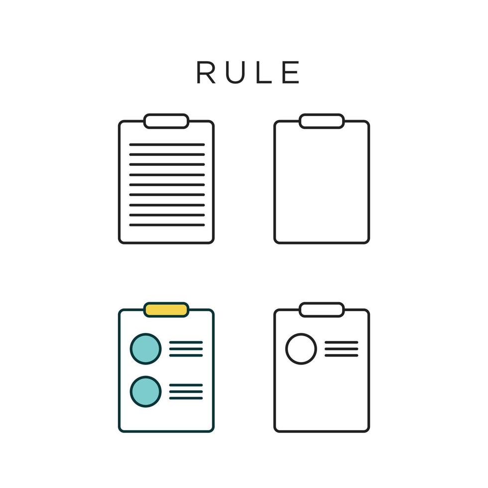 icone delle regole stili pieni, linea sottile, contorno e tratto. il disegno dell'icona vettoriale delle regole può essere utilizzato per dispositivi mobili, interfaccia utente, web