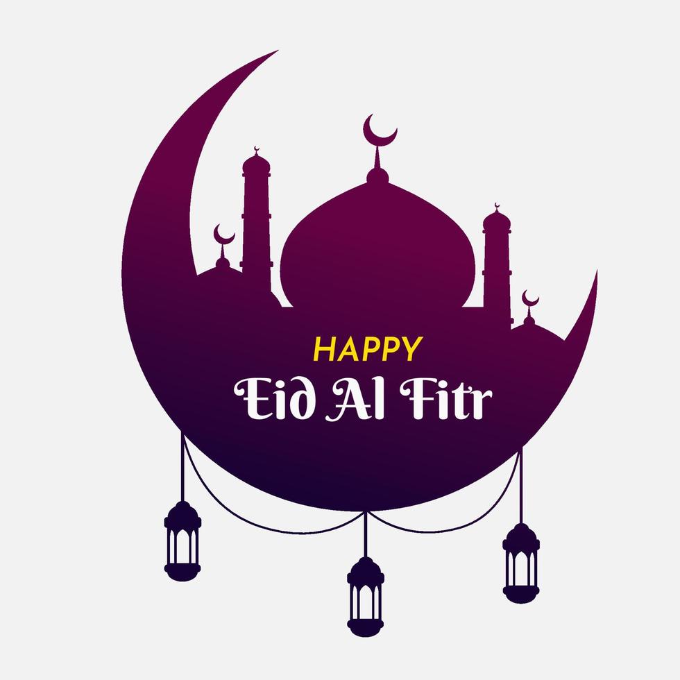 luna, moschea, lanterne arabe per il mese santo dell'islam il concetto di felice eid al fitr vettore