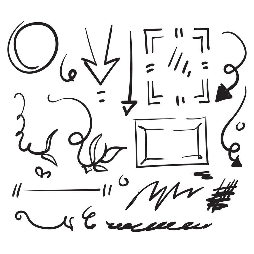 vettore dell'illustrazione della raccolta dell'elemento di doodle disegnato a mano