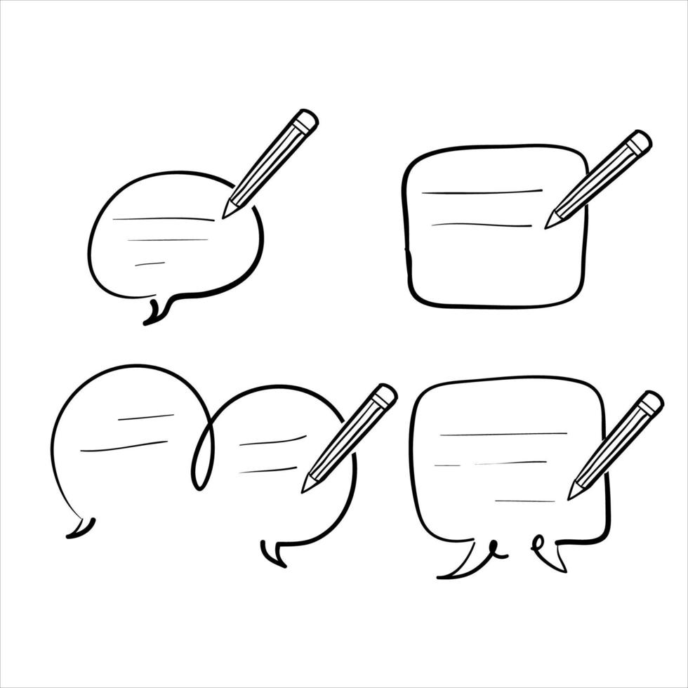 icona disegnata a mano dell'illustrazione di feedback di scrittura di scarabocchio isolata vettore