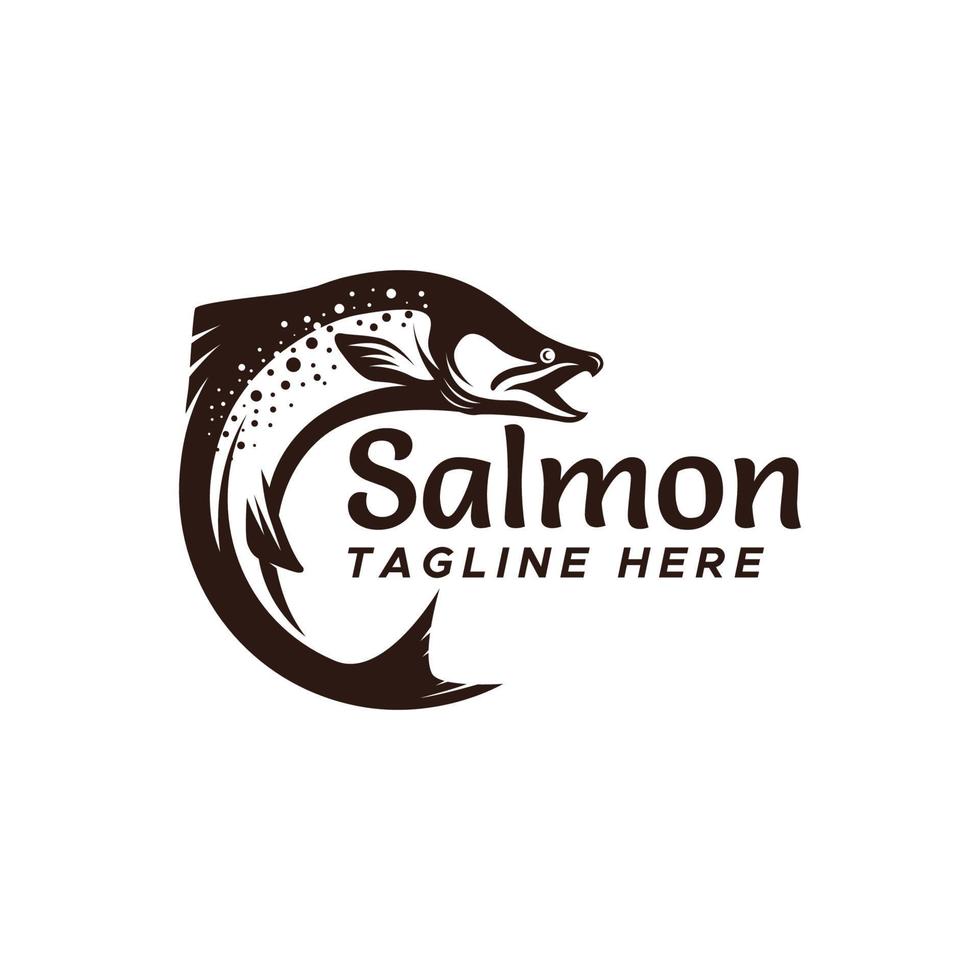 illustrazione vettoriale del modello di logo di pesce salmone