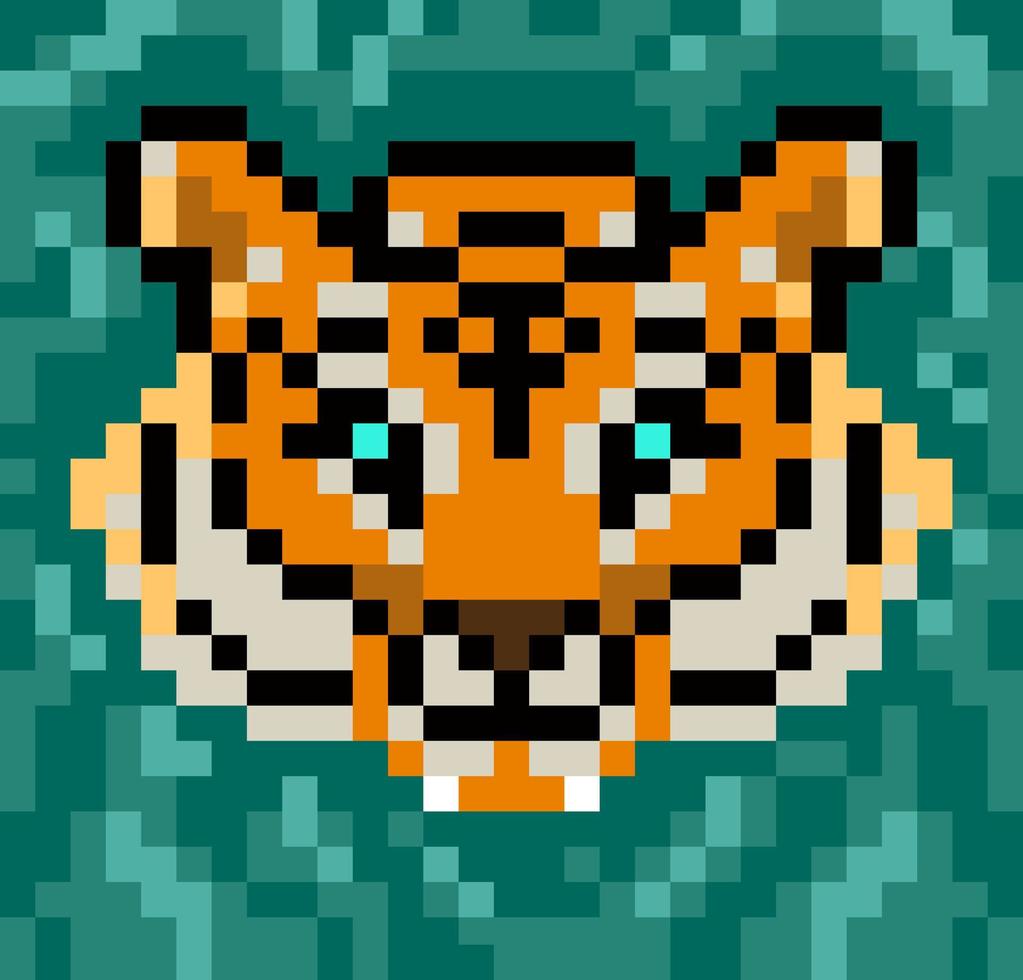 caccia alla tigre pixel nel boschetto vettore