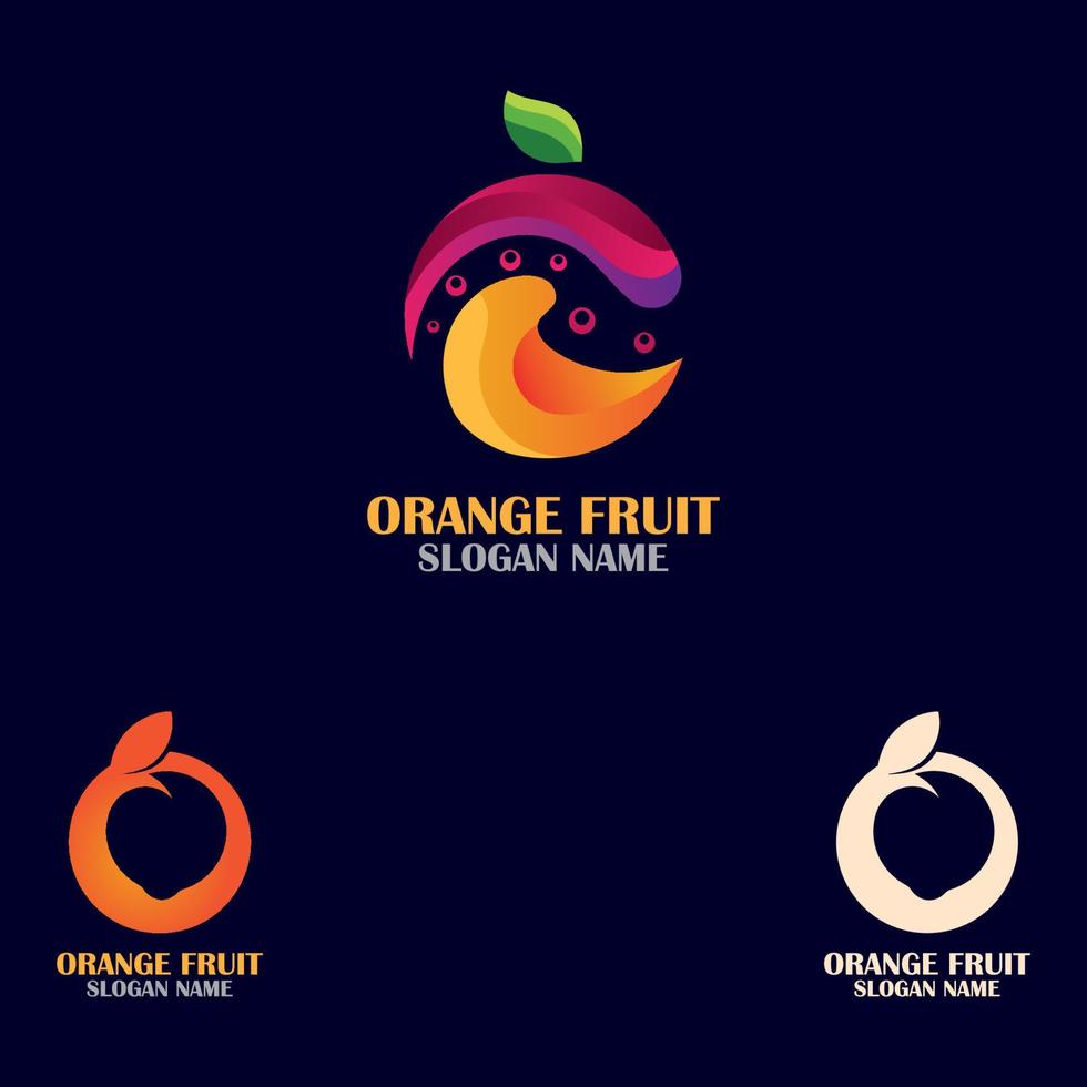 vettore di concetto di design del logo di frutta arancione, illustrazione del modello di logo arancione
