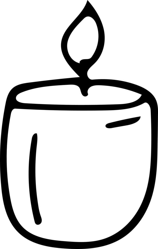 candela disegnata a mano in stile doodle. singolo elemento scandinavo hygge monocromatico minimalismo semplice. casa accogliente, interno. icona del design, carta, adesivo, poster vettore